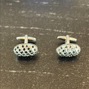 Elegant Silver and Black Cufflinks